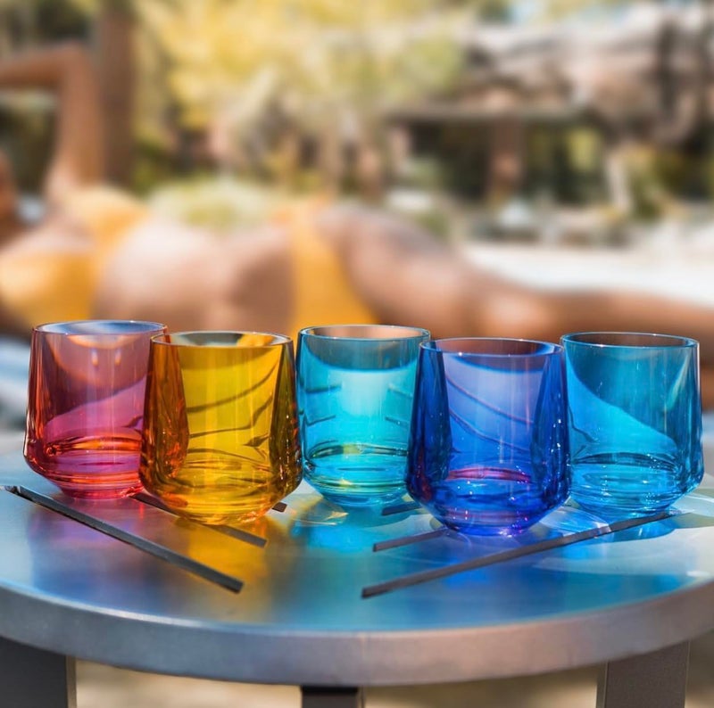 Drinique Unbreakable Stemless Wine Glasses â€“ Set of 4 | 12oz Tritan Plastic | Made with 50% Recycled Content | Reusable, Dishwasher Safe, BPA-Free, Shatterproof | Indoor, Outdoor, Everyday Use - Teal - Image 2
